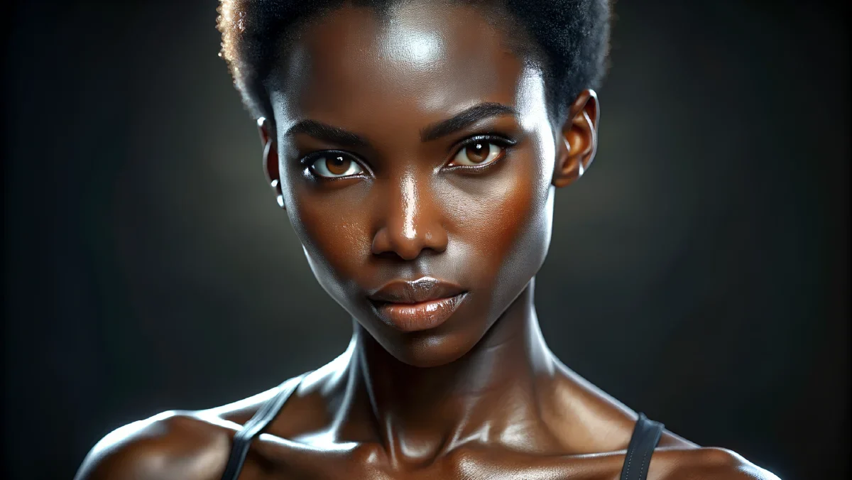 Black African woman looking confidently after successful eyelid surgery