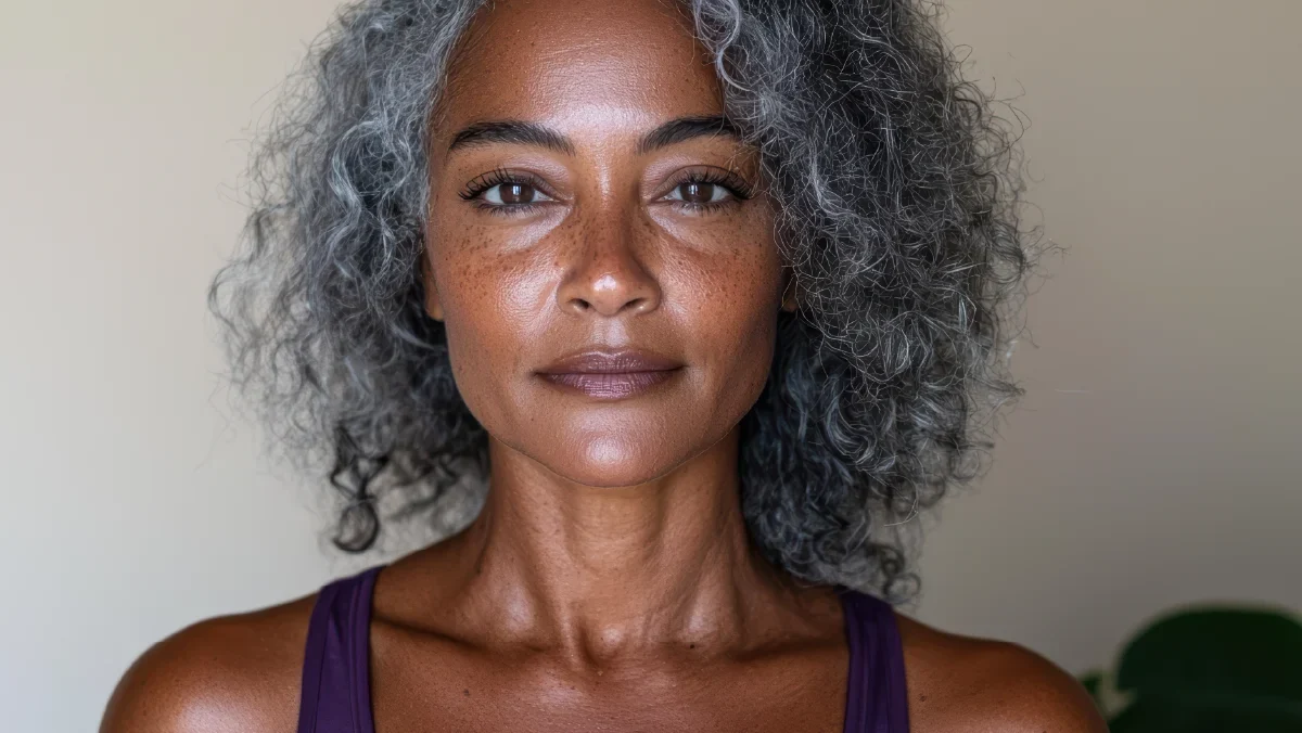 Mature Black African woman showcasing natural facial rejuvenation after facelift surgery